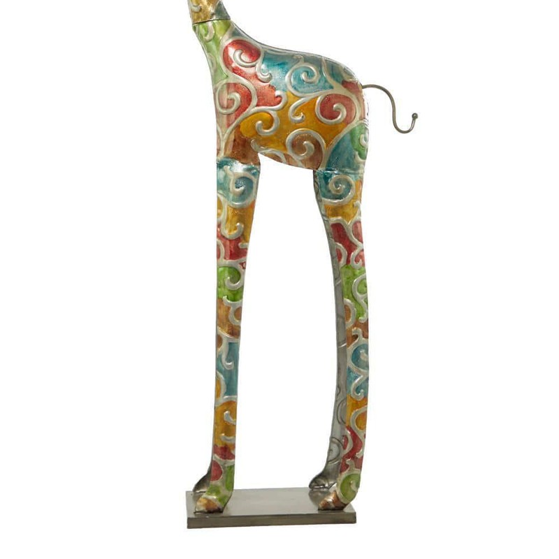 6 Ft Tall Colorful Standing Giraffe Sculpture Whimsical Metal Iron Decor Statue gallery