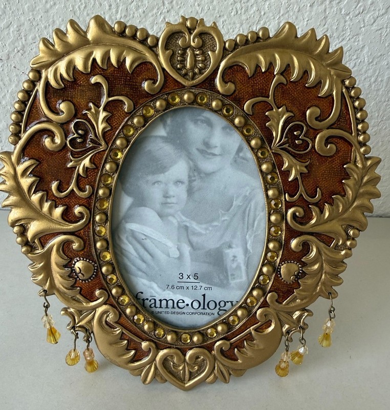 FRAME-OLOGY Picture Frame 6.5”X6.5” Victorian Style Rhinestone Holds 3×5 Photos