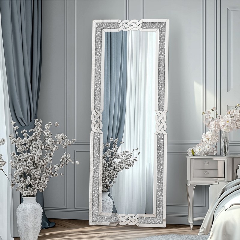Full Length Mirror Dressing Standing Hanging Rectangle Floor Mirror Crystal 63″