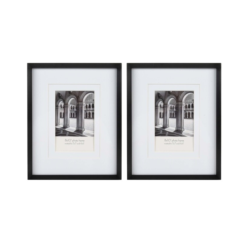 Prinz 8″x10″ Double Matted 5″x7″/4″x6″ Metal Table Top Picture Frame in Black 2