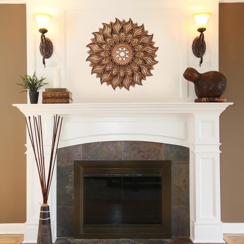 11.8 Inch Sun Wall Decor, Wooden Mandala Wall Art, Hollowed-out Sun Hanging S... gallery