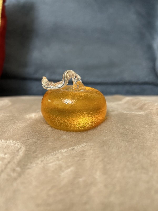 Small Indoor Decor Crystal Glass Orange – 2in Wide, 1.5in Tall