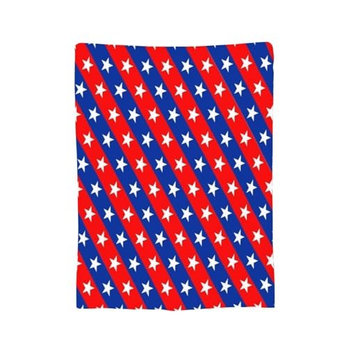 Patriotic Stars Fleece Blanket 50"x 40", Red White Blue 50"x40" Black3-3 gallery
