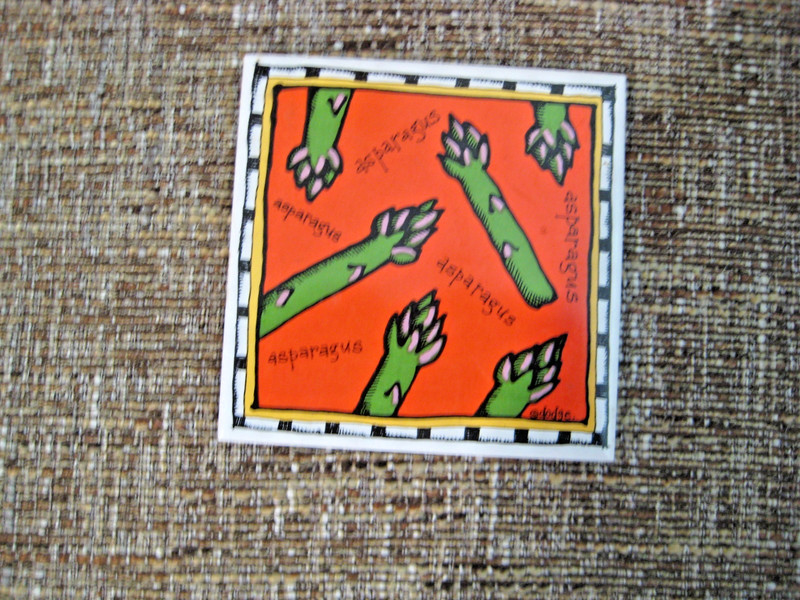 Vintage Dodge Asparagus Tile Trivet Ceramic Kitchen Wall Art 4.25″ x 4.25″
