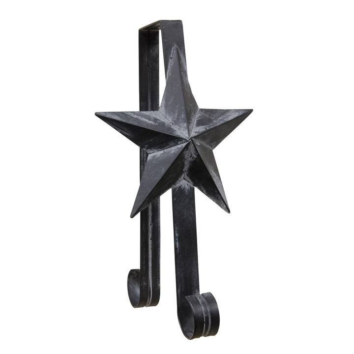 Star Double metal Wreath hook in black metal