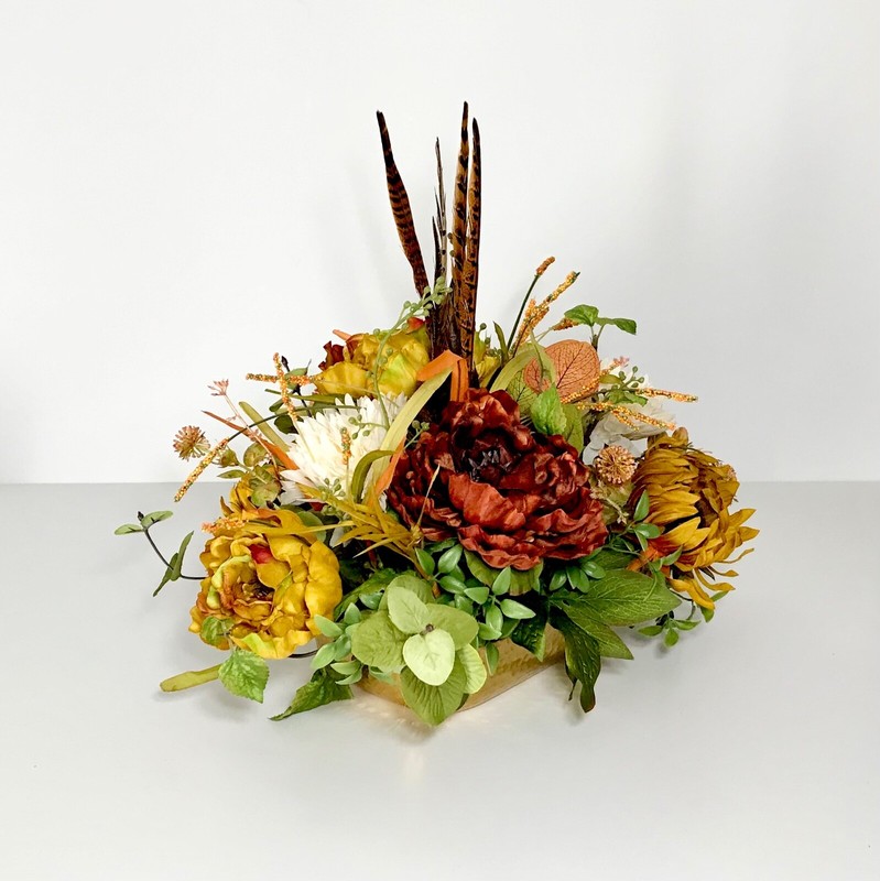 FALL EARTH TONE COLORS FLOWERS THANKSGIVING CENTERPIECE TABLE DECORATION GIFT gallery