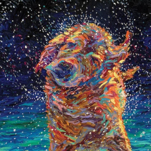 Golden Retriever on Moonlight Swim On Canvas by 12x12 in gallery