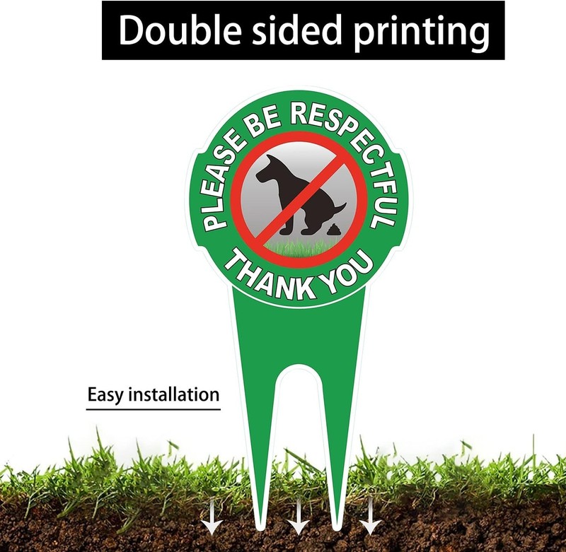 2 Pack No Poop Dog Sign 12x6 - Double Sided Yard Stake gallery