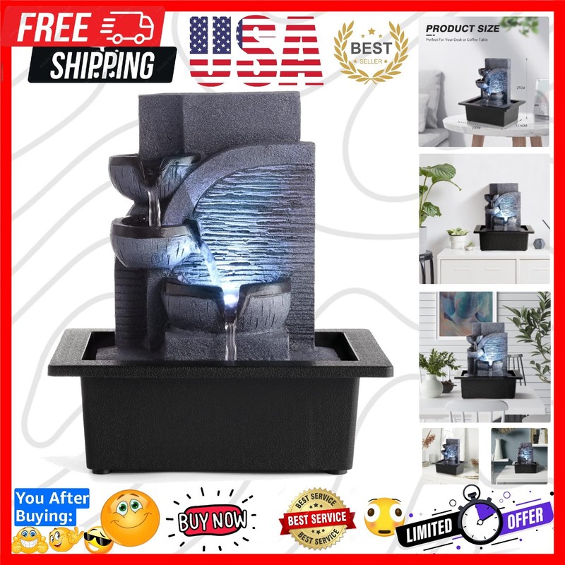 Compact LED Water Feature Indoor Fountain – Serenity for Home or Office Spaces