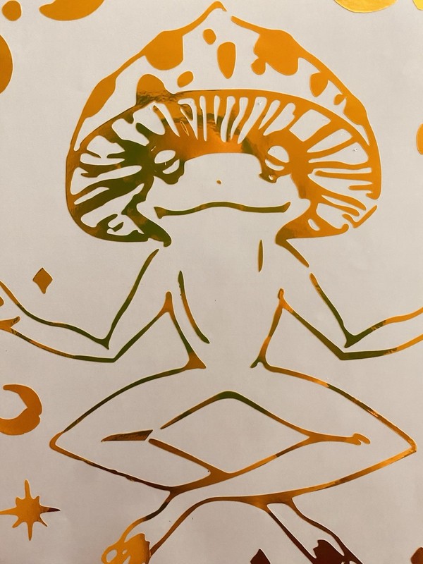The Mindful Frog Holographic Vinyl Decal 9”X11” Psychedelic Meditation Ohm Car gallery