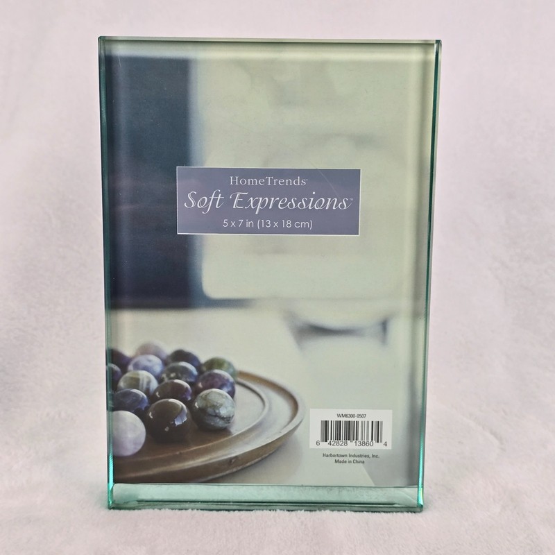 Frameless Modern Glass Photo Frame Holds 5x7 Freestanding Thick Heavy 3 lbs gallery