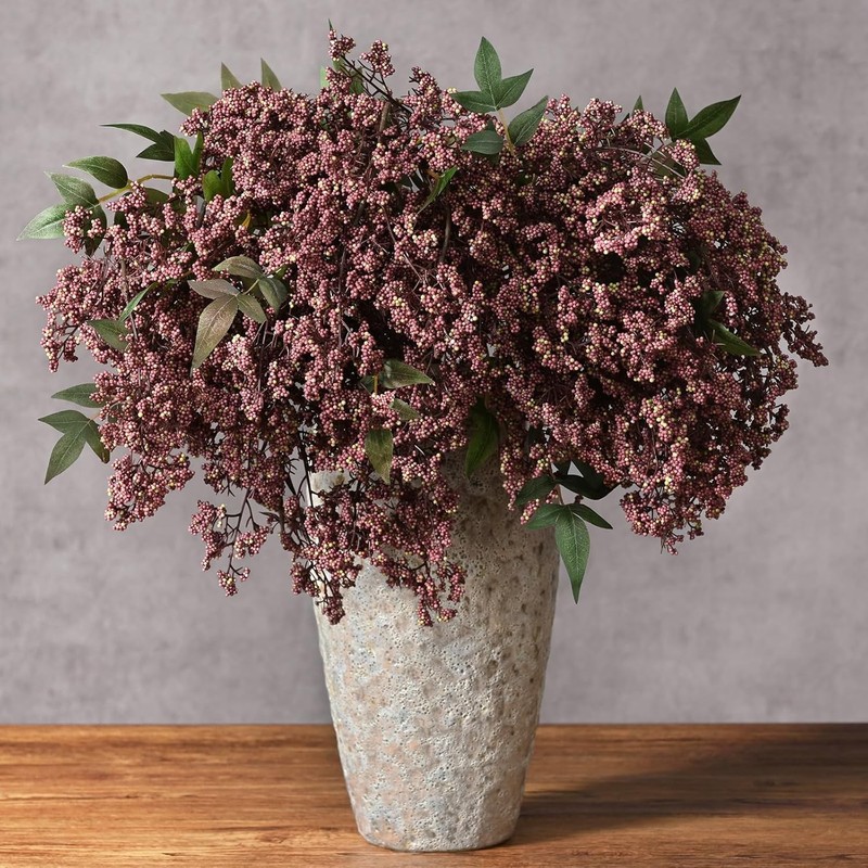 43In Faux Berry Stems for Vase, Flower Picks Faux Branches Fall Decor Floral