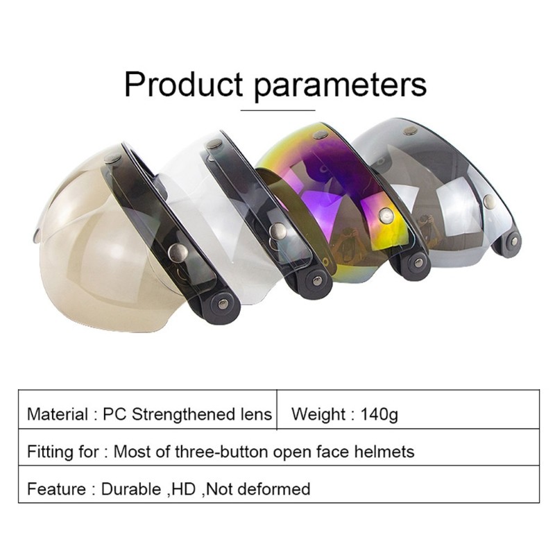Windproof 3-Snap Visor Lens Shield for Motorcycle Helmets Flip Up Down Open Face gallery