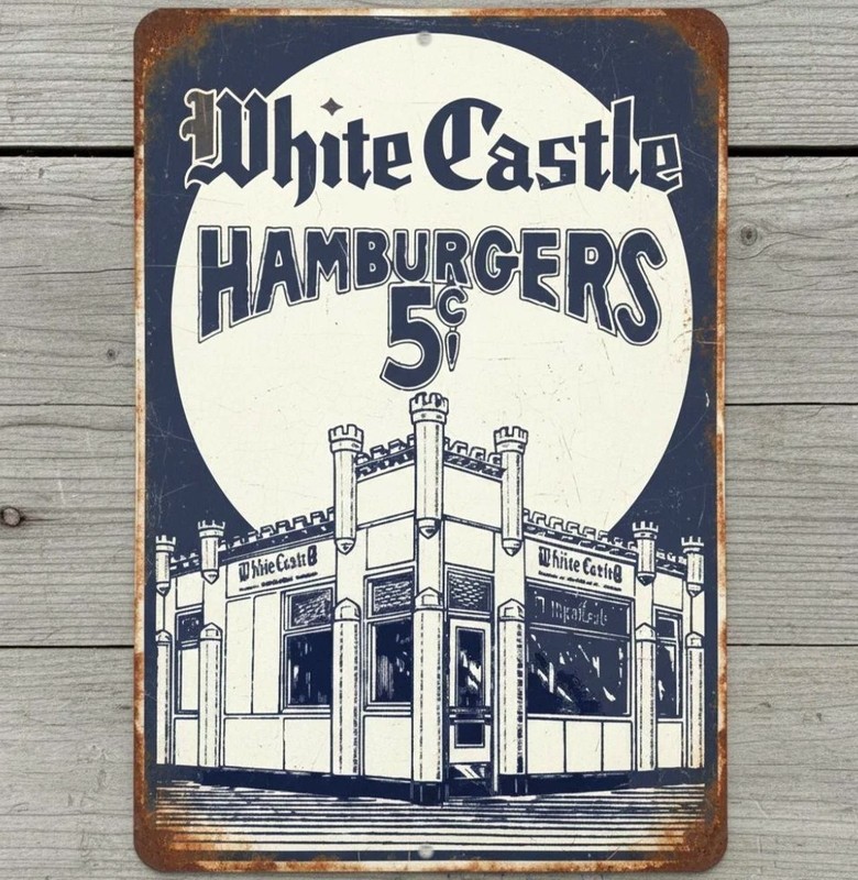 White Castle Hamburgers 5 Cents 12 x 18 Vintage Novelty Metal Sign Made In USA