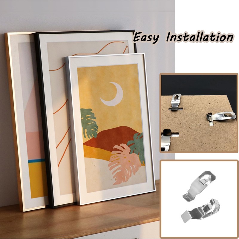 24 PCS Photo Frame Clips, Backboard Fixing Clips Metal Spring Turn Clip Hangi... gallery