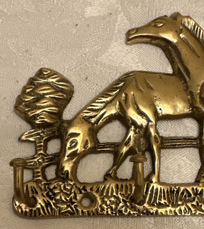 Antique Brass Key Rack with Horses Wall Rack Keyholder Horse Art 6X3.5” gallery