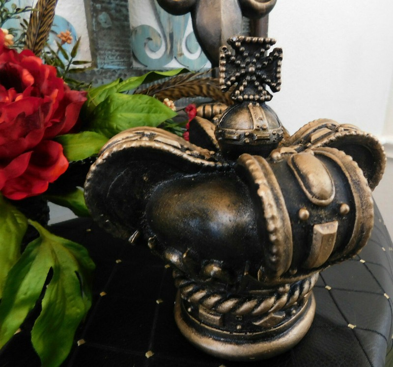 Crown Tabletop Finial GOLD LEAF handmade home decor Tuscan Royal Medieval NEW gallery