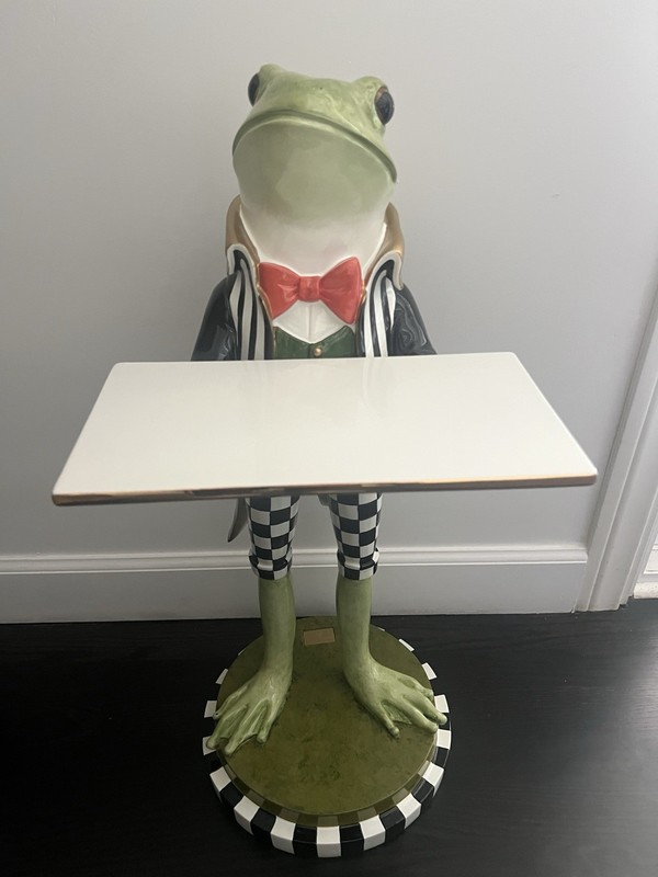 Brand New Mackenzie Childs Fergal the Frog Butler Courtly Check XL 26" gallery