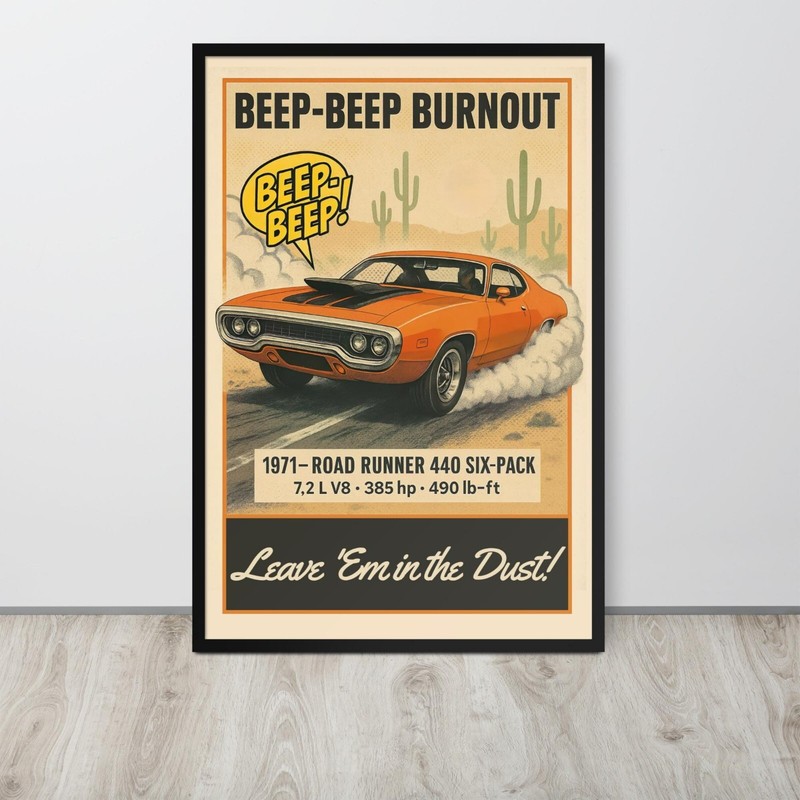 1971 Road Runner 440 Poster Print | Retro Mopar Muscle Car Wall Art – Gift