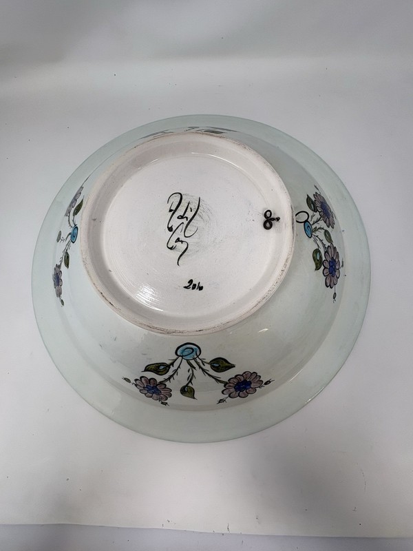 Iznik Design 2010 Signed Ottoman Style Turkish Ceramic Wall Hanging Bowl Inv#23 gallery