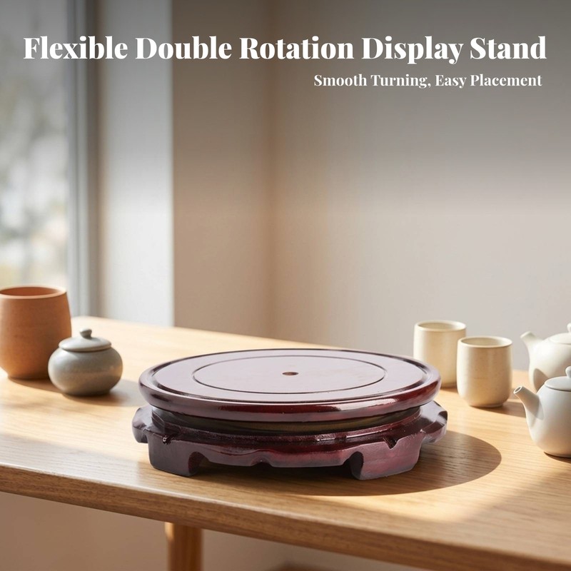 Wooden Turntable 360° Rotation Round Display Base Compact Size gallery