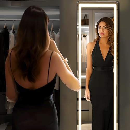 Full Length Mirror with LED Lights, 60"x16"Floor Mirror with Dimming & 3 gallery