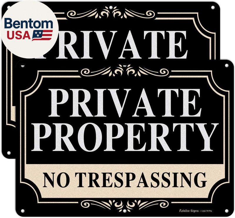 2 Pack No Trespassing Signs Private Property,10X7 Inch Rust Free Aluminum Metal
