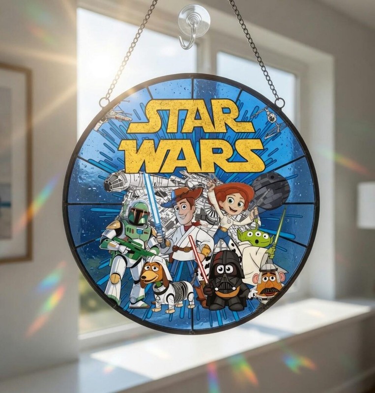 Disneyland StarWars Toy Story 5 Stained Glass Suncatcher, Woody Buzz Lighyear Je