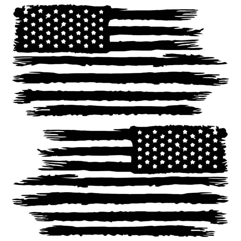 Set of 2 Distressed American Flag Decals Car Window Stickers Veteran USA