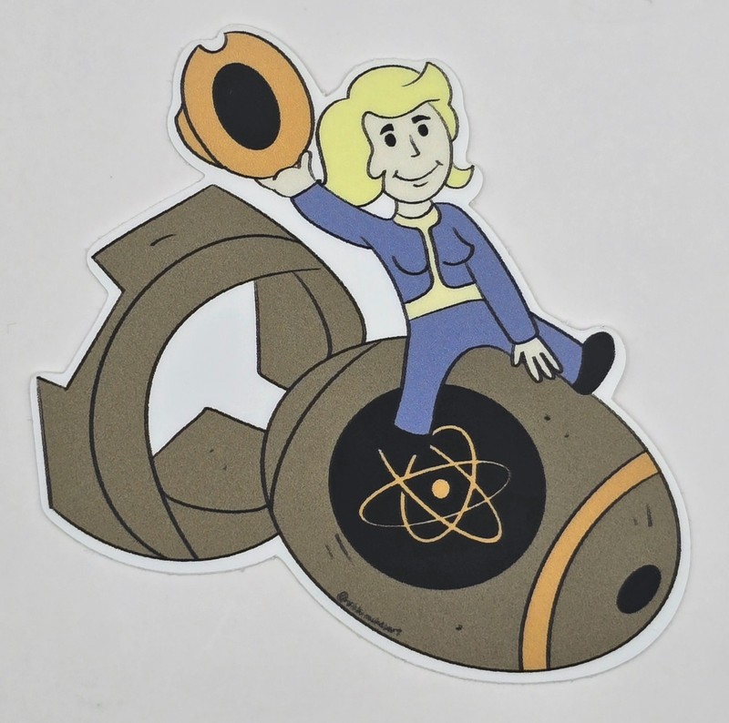 Post Apocalyptic Survivor Sticker Atomic Bomb Retro Sci Fi Gamer Decal Art