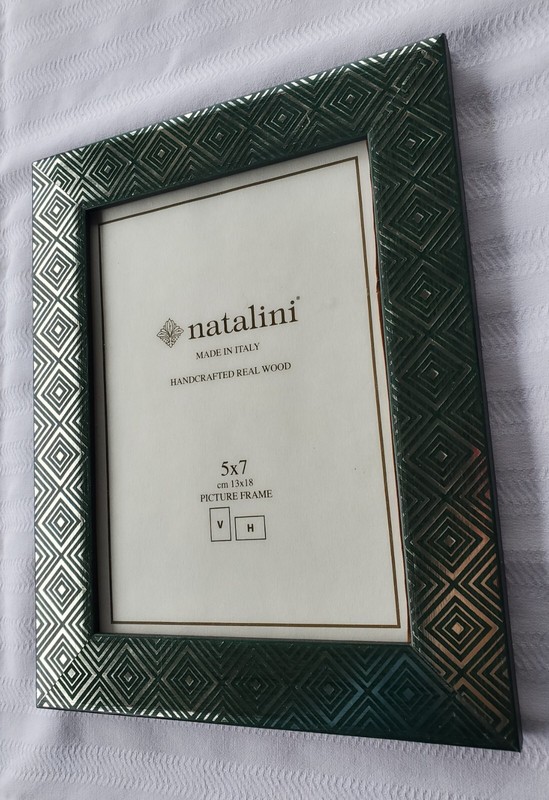 Natalini Italy Lacquered Wood Frame Green and Metallic Gold – 5×7 – NEW