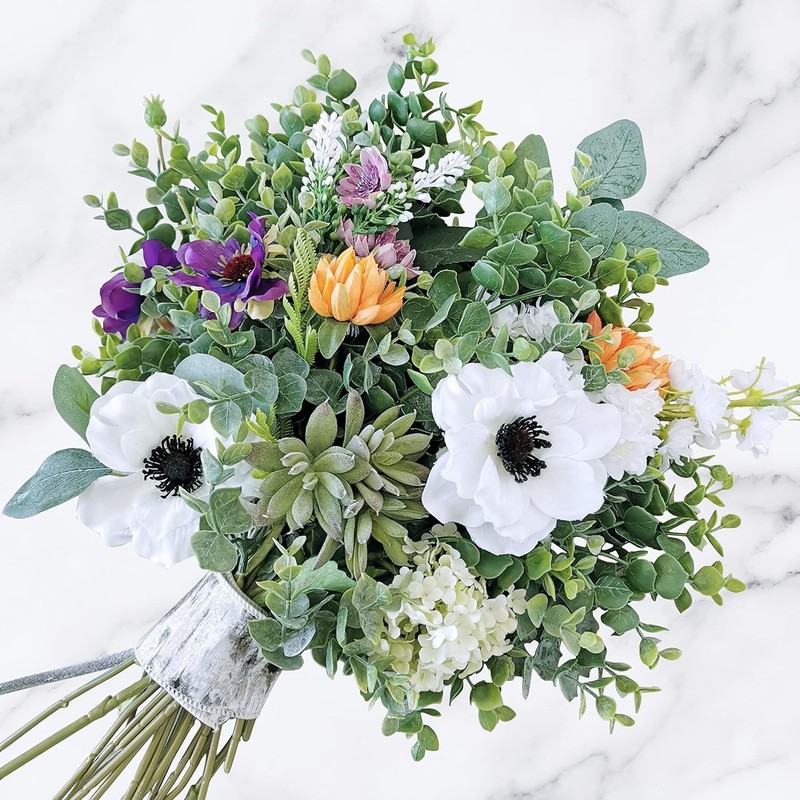 20PCS Mixed Artificial Eucalyptus Leaves with White Seeds Stems for Wedding Deco gallery