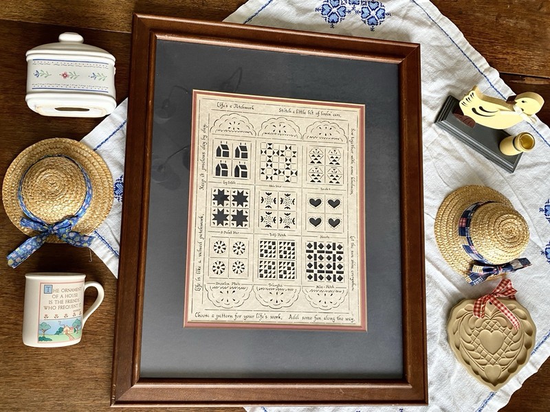 Cottage Core Home Decor Bundle Vintage Grannie Decor Quilts Hearts Geese