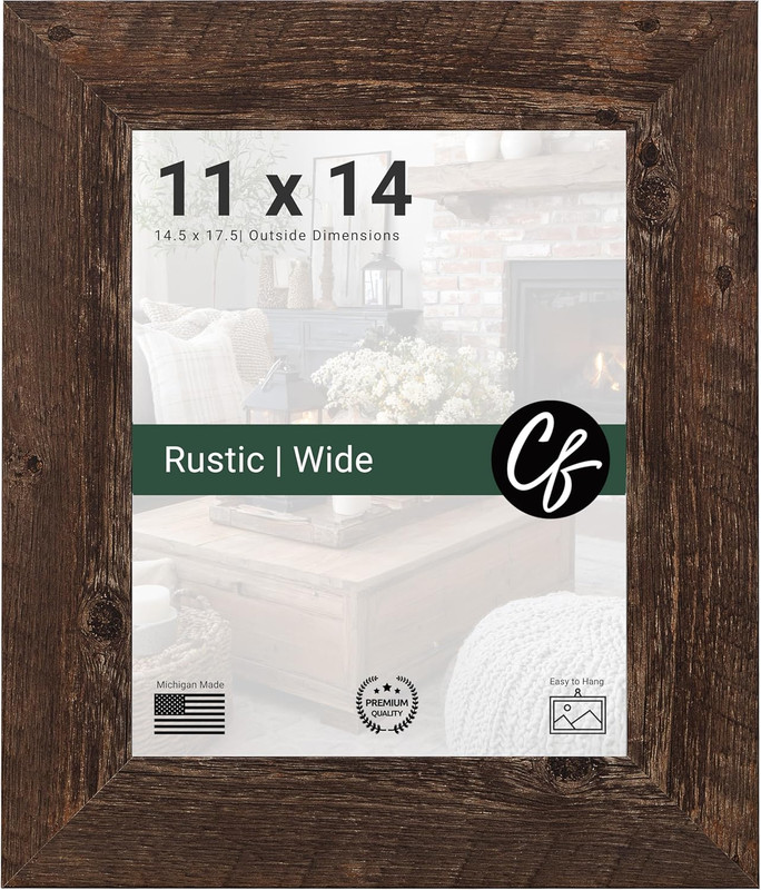 Craig Frames 11X14 Picture Frame, Rustic Brown, Wide Barnwood Frame gallery