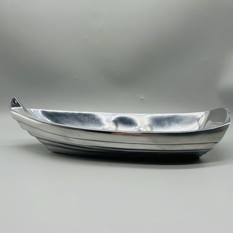 IHI Dory Boat Server 3 Section Sand-Cast Aluminum 13" Serving Bowl Made In India gallery