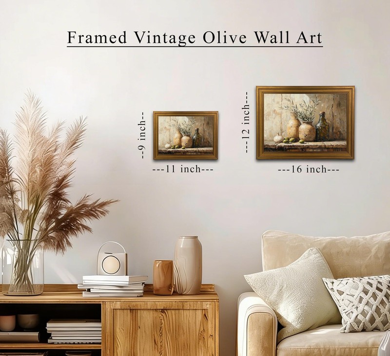 Framed Terracotta Jars Kitchen Still Life Canvas Wall Art, Vintage Gold Rusti... gallery