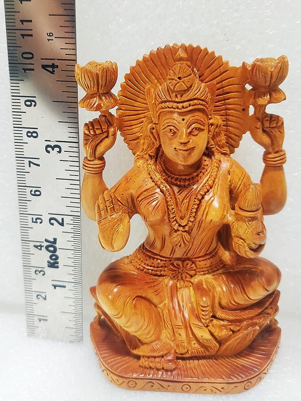 Pure Sandalwood Goddess Laxmi Statue for Home Decor Showpiece Laxmi Idol 4'' gallery