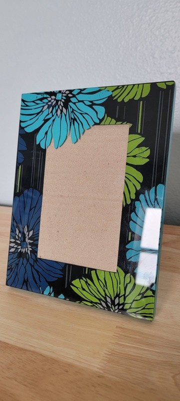 Modern Floral Glass Picture Frame Teal Blue Green Bold Botanical Graphic 4×6