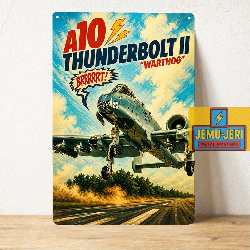 A-10 Thunderbolt II Warthog Metal Poster 20x30cm Vintage Aircraft Wall Sign