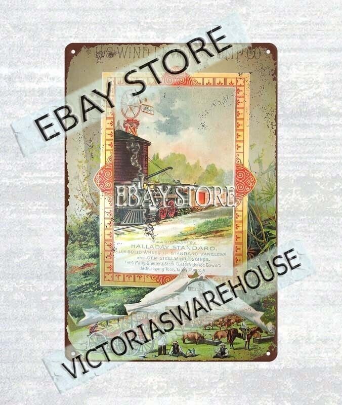 1892 U.S. WIND ENGINE PUMP CO. BATAVIA ILLINOIS metal tin sign home decor