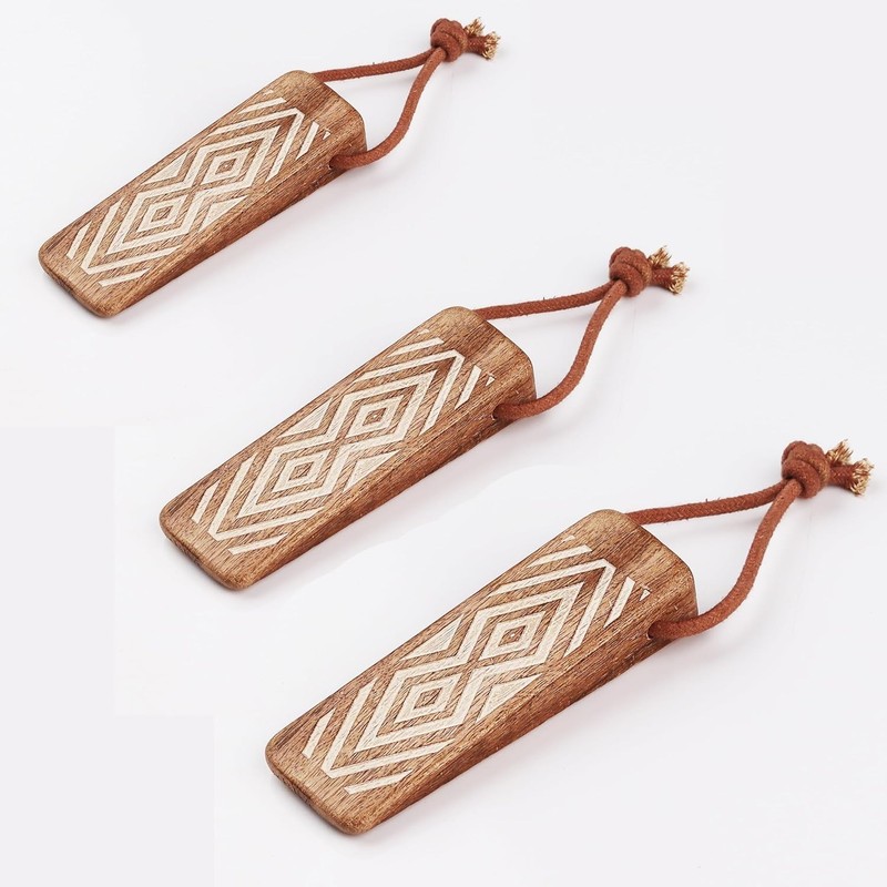 3 Pieces Wood Decorative Door Stoppers for Bottom of Door Heavy Duty Non-Slip