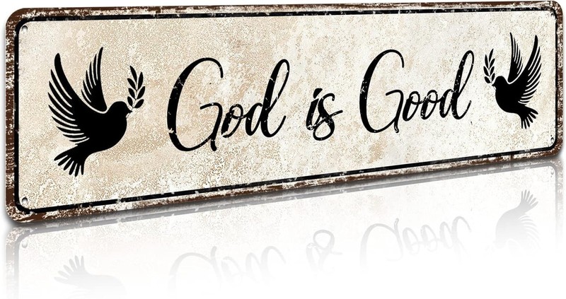 Christian Prayer Sign - God is Good - Farmhouse Rustic Wall Art Decor Home Of...