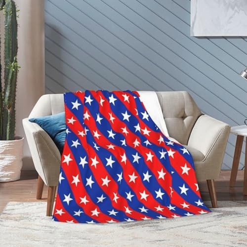 Patriotic Stars Fleece Blanket 50"x 40", Red White Blue 50"x40" Black3-3 gallery