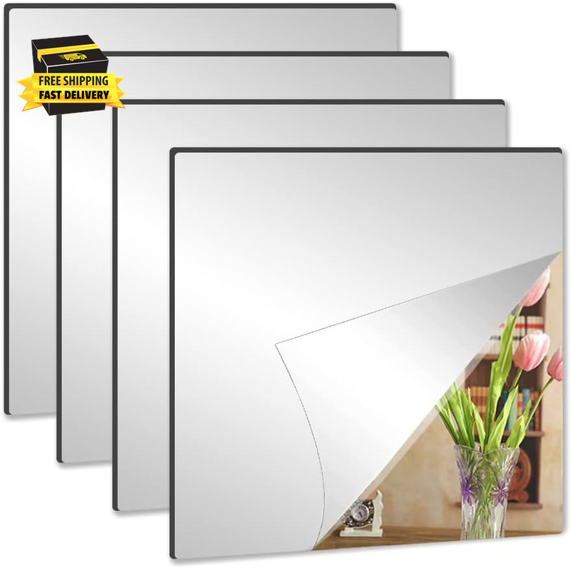 Wall Mirror Tiles,8''X8''X4Pcs,Full Length Tiles,Flexible Full Body for Bedroom,