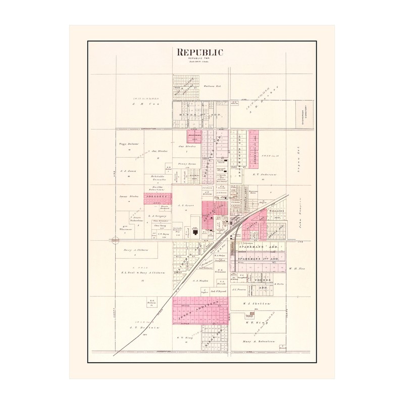 Old Map of Republic, MO 1904 - Vintage Republic Missouri Art gallery
