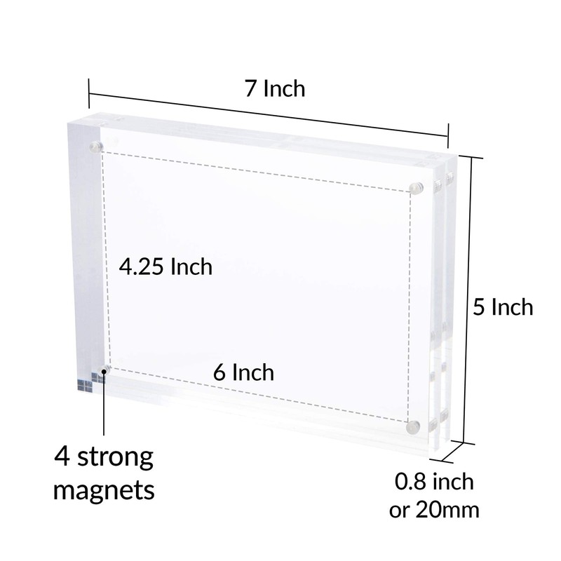 Magnetic Acrylic Picture Photo Frame 5x7 Inches 3 Pack Clear Glass Like Double gallery