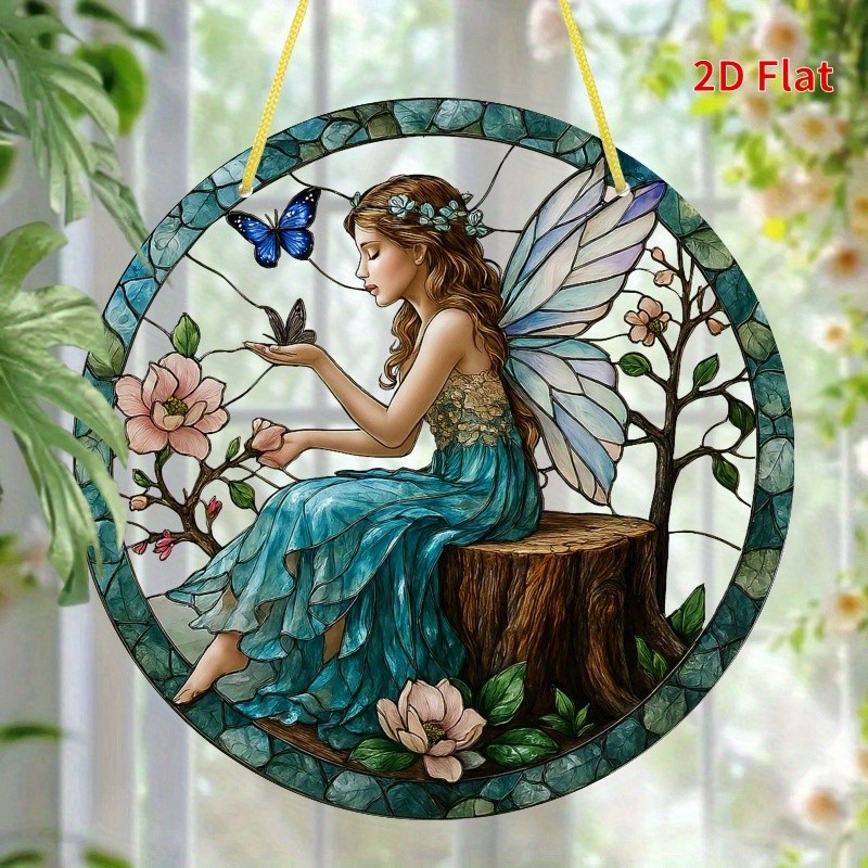 Fairy Dream Catcher Wall Decor Round Acrylic Suncatcher with Fairy Decor gallery