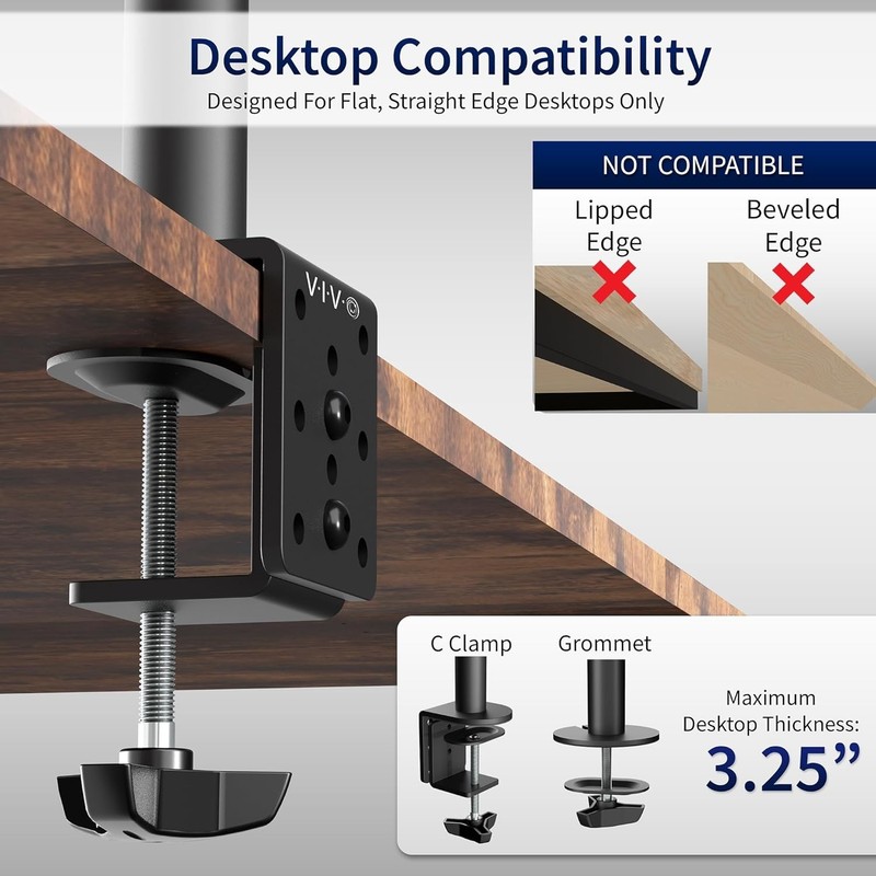 Extra Tall Single Monitor Desk Mount, 39 inch Pole VESA Stand for 13 to 32 inch gallery