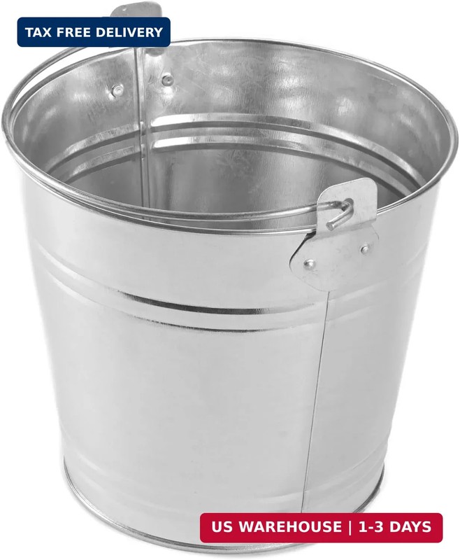 American Metalcraft PTUB87 Natural Galvanized Steel Pail with Handle, 1.16-Gallo