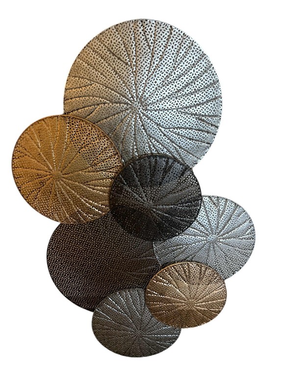 Abstract Metal Wall Art Multi Tones Of Gold – Silver – Black 41″ x 26″